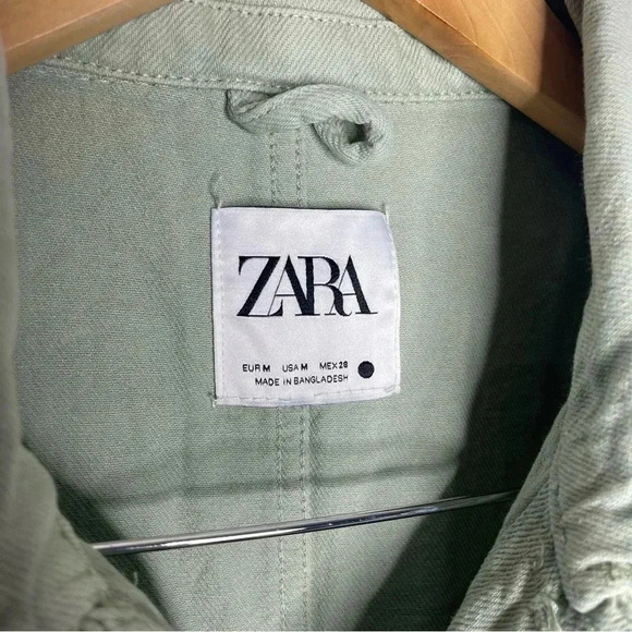 Zara The Victoria Overshirt Jacket in Green Size Medium - Picture 6 of 8